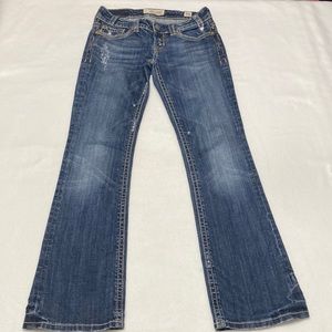 MEK Denim Oaxaca Boot Cut Distressed Jeans Sz 27